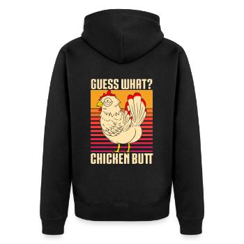 Drôle Devinez quoi ? Cul de poulet ! - Veste à capuche bio Premium Unisexe - noir - Dos - Nico (187cm)