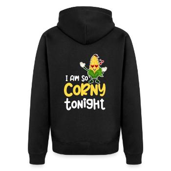 Ich Bin Heute Abend So Kitschig. Mais-wortspiele, - Unisex Premium Bio Zip Hoodie - Schwarz - Hinten - Nico (187cm)