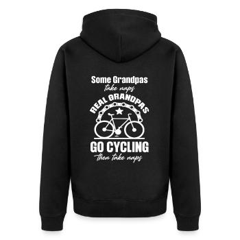 Some grandpas take a nap, real grandpas - Unisex Premium Organic Zip Hoodie - black - Back - Nico (187cm)