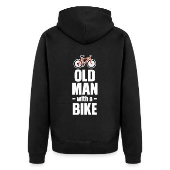 Old man with a bicycle cycling grandpa - Unisex Premium Organic Zip Hoodie - black - Back - Nico (187cm)