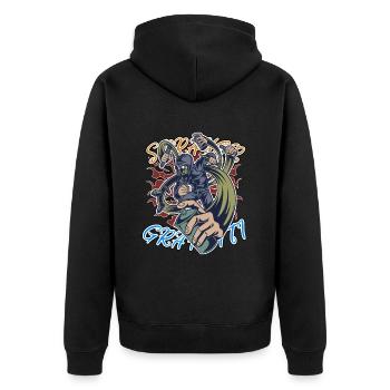 Graffiti Sprayer Streetart Artist Künstler - Unisex Premium Bio Zip Hoodie - Schwarz - Hinten - Nico (187cm)