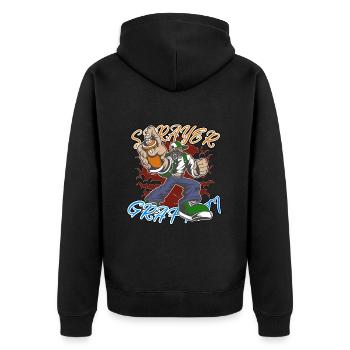 Graffiti Sprayer Artist Künstler Streetart - Unisex Premium Bio Zip Hoodie - Schwarz - Hinten - Nico (187cm)