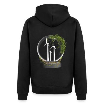 Windpower Glaskugel Wind Windenergie - Unisex Premium Bio Zip Hoodie - Schwarz - Hinten - Nico (187cm)