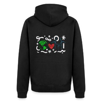 Windpower Herz Erde Wind Windenergie - Unisex Premium Bio Zip Hoodie - Schwarz - Hinten - Nico (187cm)