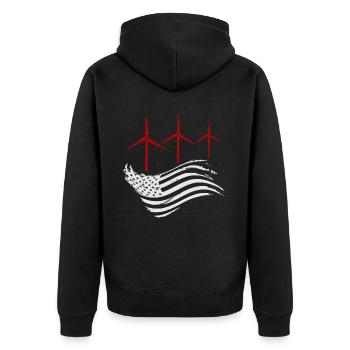Wind Power America Wind Wind Energy - Unisex Premium Organic Zip Hoodie - black - Back - Nico (187cm)