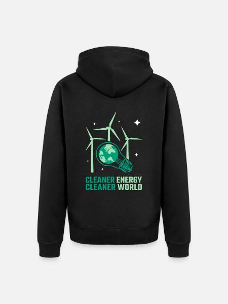 Windpower Cleaner Energy Windenergie - Unisex Premium Bio Zip Hoodie - Schwarz