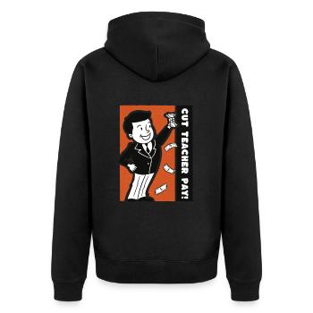 Kürzt das Lehrergehalt aber nicht den Spaß - Unisex Premium Bio Zip Hoodie - Schwarz - Hinten - Nico (187cm)
