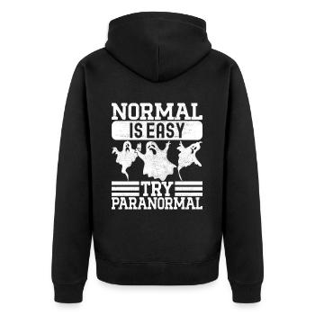 Paranormaler Ermittler Geister Jagen - Unisex Premium Bio Zip Hoodie - Schwarz - Hinten - Nico (187cm)
