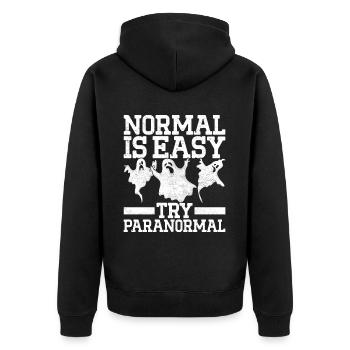 Paranormaler Ermittler Geister Jagen - Unisex Premium Bio Zip Hoodie - Schwarz - Hinten - Nico (187cm)