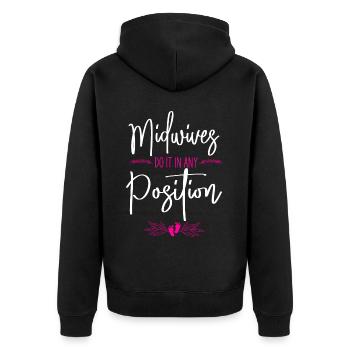 Nurse Midwife Birth Worker Pun - Unisex Premium Organic Zip Hoodie - black - Back - Nico (187cm)
