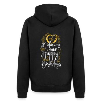 Nurse Midwife Birth Worker - Unisex Premium Bio Zip Hoodie - Schwarz - Hinten - Nico (187cm)