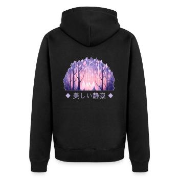 Mystical Moonlit Forest Snag Trees Enchanted Wildl - Unisex Premium Bio Zip Hoodie - Schwarz - Hinten - Nico (187cm)
