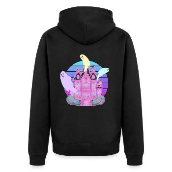Pastel Haunted House Ghost Vaporwave Sweet Goth Ha - Unisex Premium Bio Zip Hoodie - Schwarz - Hinten - Nico (187cm)