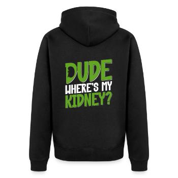 Organspender Niere Organtransplantation - Unisex Premium Bio Zip Hoodie - Schwarz - Hinten - Nico (187cm)
