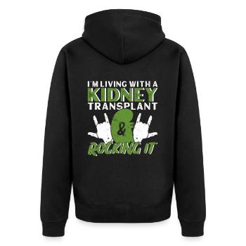 Organ Donor Kidney Organ Transplant - Unisex Premium Organic Zip Hoodie - black - Back - Nico (187cm)