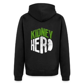 Organspender Niere Organtransplantation - Unisex Premium Bio Zip Hoodie - Schwarz - Hinten - Nico (187cm)