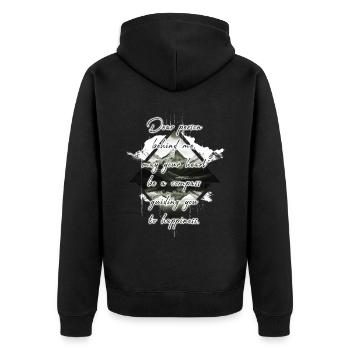 Saying for the Person Behind You Happiness Mountain Graphic - Unisex Premium Organic Zip Hoodie - black - Back - Nico (187cm)