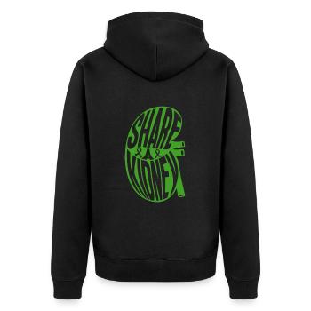 Organspender Niere Organtransplantation - Unisex Premium Bio Zip Hoodie - Schwarz - Hinten - Nico (187cm)