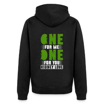 Organspender Niere Organtransplantation - Unisex Premium Bio Zip Hoodie - Schwarz - Hinten - Nico (187cm)
