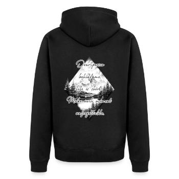 Spruch für die Person Hinter Dir Schöner Moment - Unisex Premium Bio Zip Hoodie - Schwarz - Hinten - Nico (187cm)