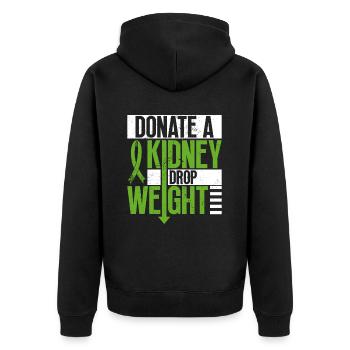 Organspender Niere Organtransplantation - Unisex Premium Bio Zip Hoodie - Schwarz - Hinten - Nico (187cm)