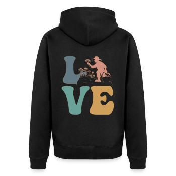 Chasse aux champignons, Chasseur de champignons, Mycologie - Veste à capuche bio Premium Unisexe - noir - Dos - Nico (187cm)