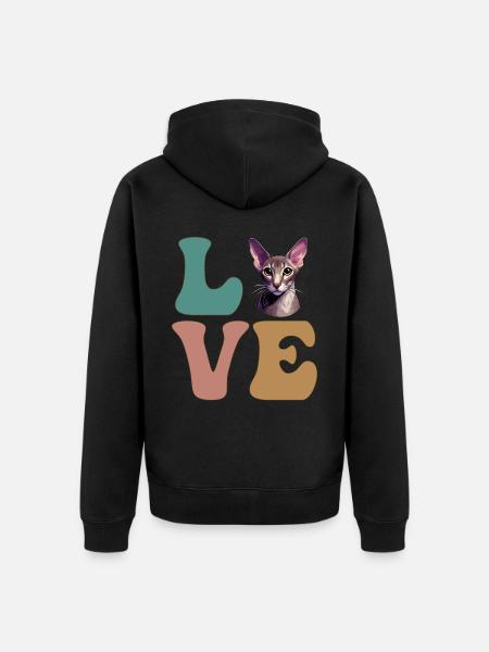 Oriental Shorthair Cat - Unisex Premium Organic Zip Hoodie - black