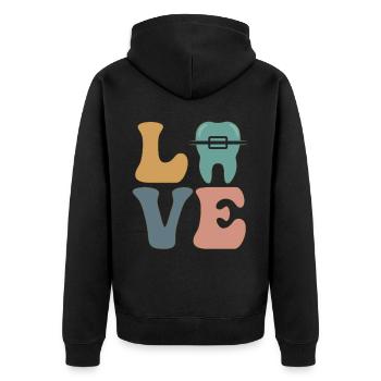 Kieferorthopäden Zahnarzt Zahnspange - Unisex Premium Bio Zip Hoodie - Schwarz - Hinten - Nico (187cm)