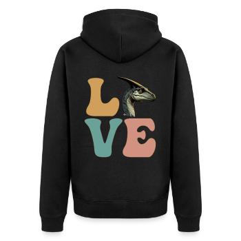 Parasaurolophus Dinosaurier - Unisex Premium Bio Zip Hoodie - Schwarz - Hinten - Nico (187cm)