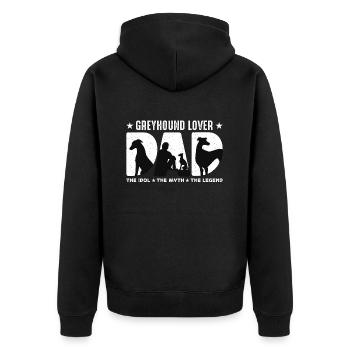 Greyhound Lover Dad The Idol The Myth Dog Owner - Unisex Premium Organic Zip Hoodie - black - Back - Nico (187cm)