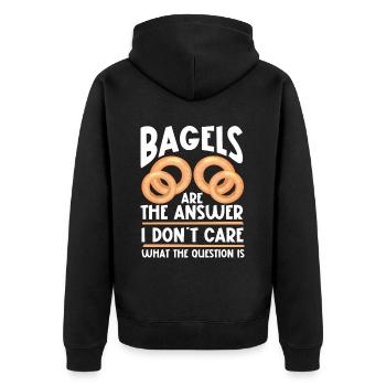 Bagel Gift Food Bagel - Unisex Premium Organic Zip Hoodie - black - Back - Nico (187cm)