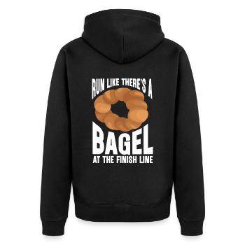 Bagel Gift Food Bagel - Unisex Premium Organic Zip Hoodie - black - Back - Nico (187cm)
