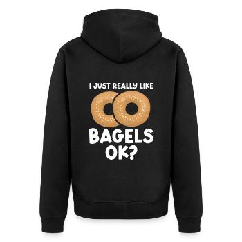 Bagel Gift Food Bagel - Unisex Premium Organic Zip Hoodie - black - Back - Nico (187cm)