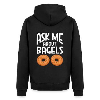 Bagel Gift Food Bagel - Unisex Premium Organic Zip Hoodie - black - Back - Nico (187cm)