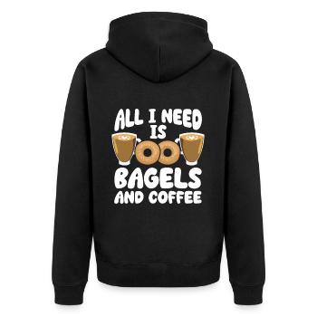 Bagel Gift Food Bagel - Unisex Premium Organic Zip Hoodie - black - Back - Nico (187cm)