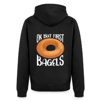 Bagel Gift Food Bagel - Unisex Premium Organic Zip Hoodie - black - Back - Nico (187cm)