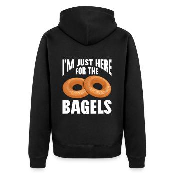 Bagel Geschenk Essen Bagel - Unisex Premium Bio Zip Hoodie - Schwarz - Hinten - Nico (187cm)