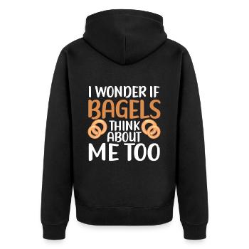Bagel Geschenk Essen Bagel - Unisex Premium Bio Zip Hoodie - Schwarz - Hinten - Nico (187cm)