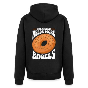 Bagel Gift Food Bagel - Unisex Premium Organic Zip Hoodie - black - Back - Nico (187cm)