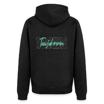 Taxi-Fahrer Abschluss-Geschenk Taxifahrerin - Unisex Premium Bio Zip Hoodie - Schwarz - Hinten - Nico (187cm)