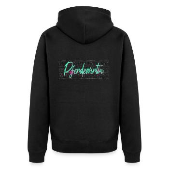 Pferde Abschluss-Geschenk Pferdewirtin - Unisex Premium Bio Zip Hoodie - Schwarz - Hinten - Nico (187cm)