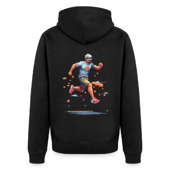 Retro Gamer Pixel Kunst Vintage Videospiel - Unisex Premium Bio Zip Hoodie - Schwarz - Hinten - Nico (187cm)