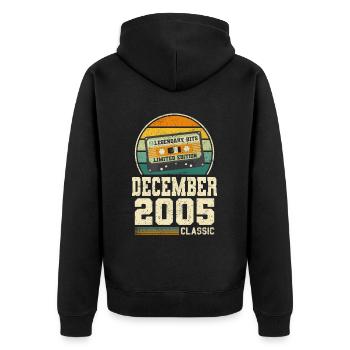 18th Birthday December Vintage 2005 Vintage - Unisex Premium Organic Zip Hoodie - black - Back - Nico (187cm)