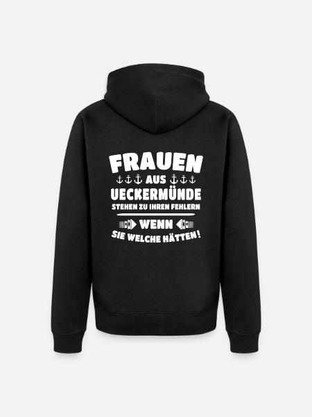 Ueckermünde Sprüche Ueckermünder Spruch - Unisex Premium Bio Zip Hoodie - Schwarz