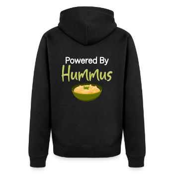 Powered By Hummus Gluten Free Falafel Jewish - Unisex Premium Organic Zip Hoodie - black - Back - Nico (187cm)