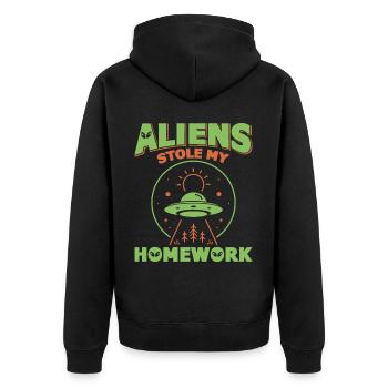 Alien, OVNI, UAP, Espace, Objet volant de l’espace - Veste à capuche bio Premium Unisexe - noir - Dos - Nico (187cm)