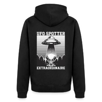 Alien, UFO, UAP, Space, Space Flying Object - Unisex Premium Organic Zip Hoodie - black - Back - Nico (187cm)