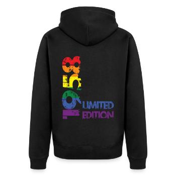 Limited Edition 1958 - Unisex Premium Bio Zip Hoodie - Schwarz - Hinten - Nico (187cm)