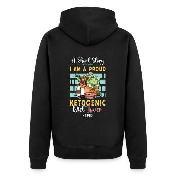 Ketogenic Diet Lover A Short Story I Am A Ketosis - Unisex Premium Bio Zip Hoodie - Schwarz - Hinten - Nico (187cm)