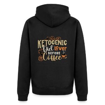 Ketogenic Diet Lover Before Keto Coffee Lover - Unisex Premium Organic Zip Hoodie - black - Back - Nico (187cm)